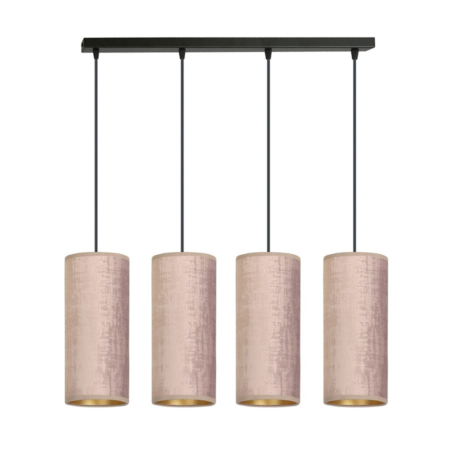 Emibig Lighting Pendellampe Joni Hängeleuchte Leuchte Textil 4fl Lang Rosé Gold B-Ware - 5901738920910