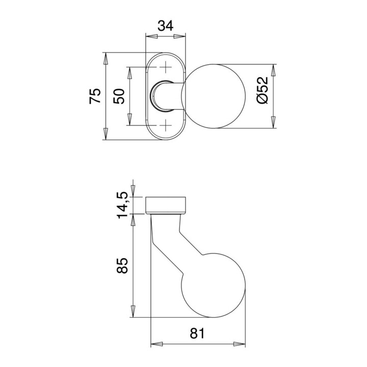 B-Ware Dieckmann Profiltür Knopf Türgriff Kugelknopf Innentür 2033/4020 Va Est Edi - 4006632191549