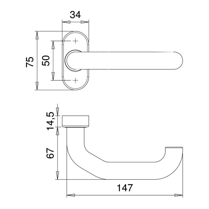 B-Ware Dieckmann Profiltürdrückerlochteil Türbeschlag Edelstahl Oval 1800 2033 Va Est - 4006632219151