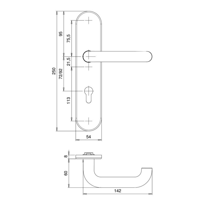 Dieckmann Schutzgarnitur Logo 8753/0272 Alu.F1 72mm 35 45mm Edi Türbeschlag B-Ware - 4006632192522