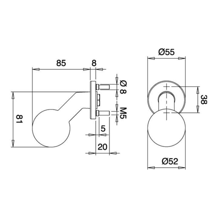 Dieckmann Türknopf Griff Kugelkopf Edelstahl matt K4/052/01 F00 EDI Rosette - 4006632254169