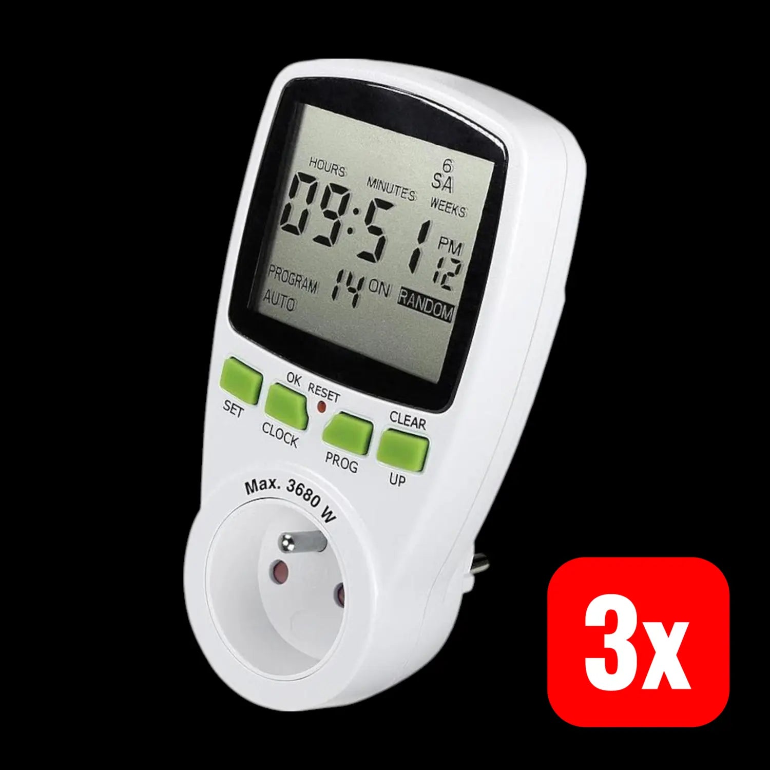 B-Ware Renkforce Steckdosen Zeitschaltuhr Digital Wochenprogramm Zufallfunktion 3 Stück - 4016138945218