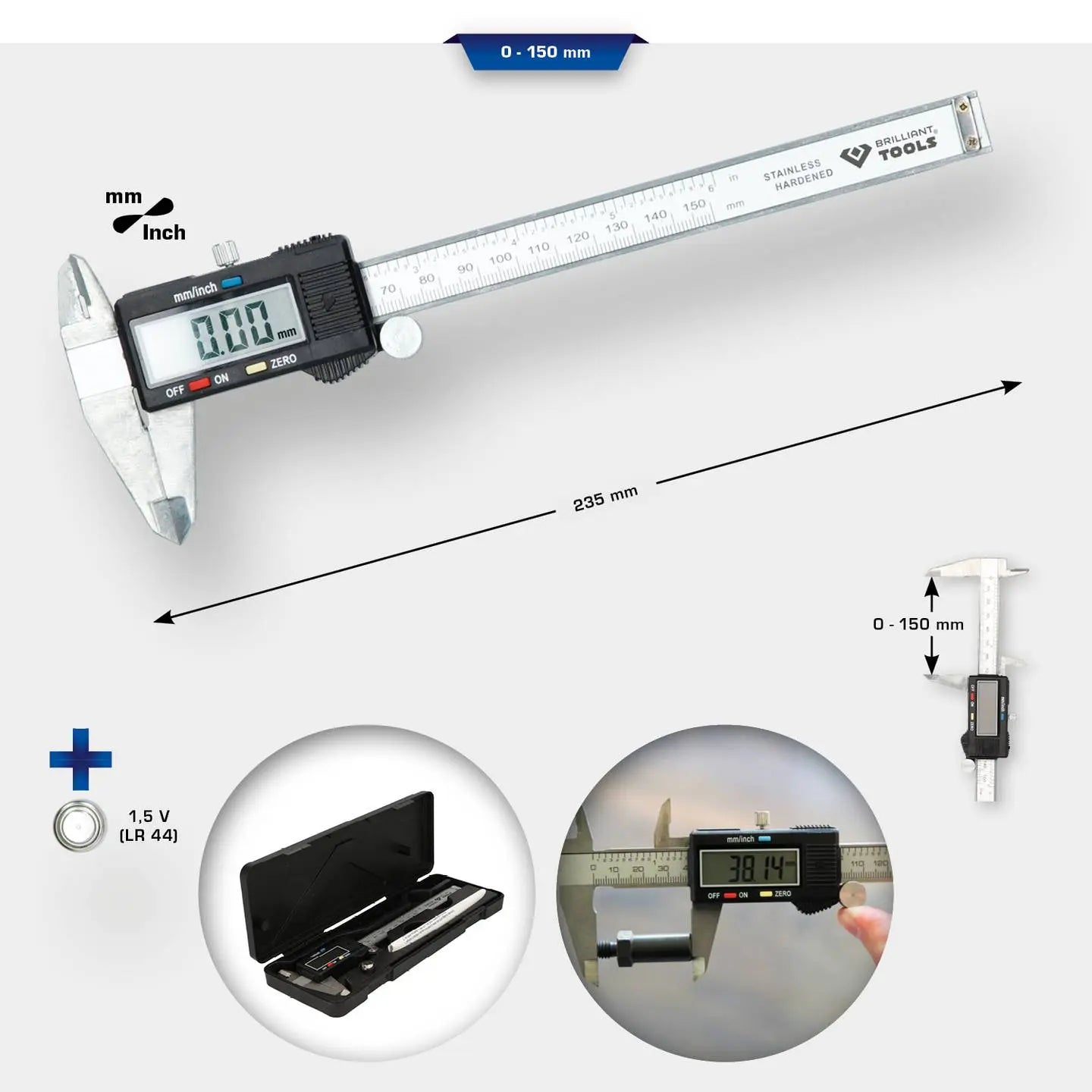 B-Ware Brilliant Tools Bt114900 Digitaler Messschieber Messchieber Messgerät 3 Stück - 4042146778456