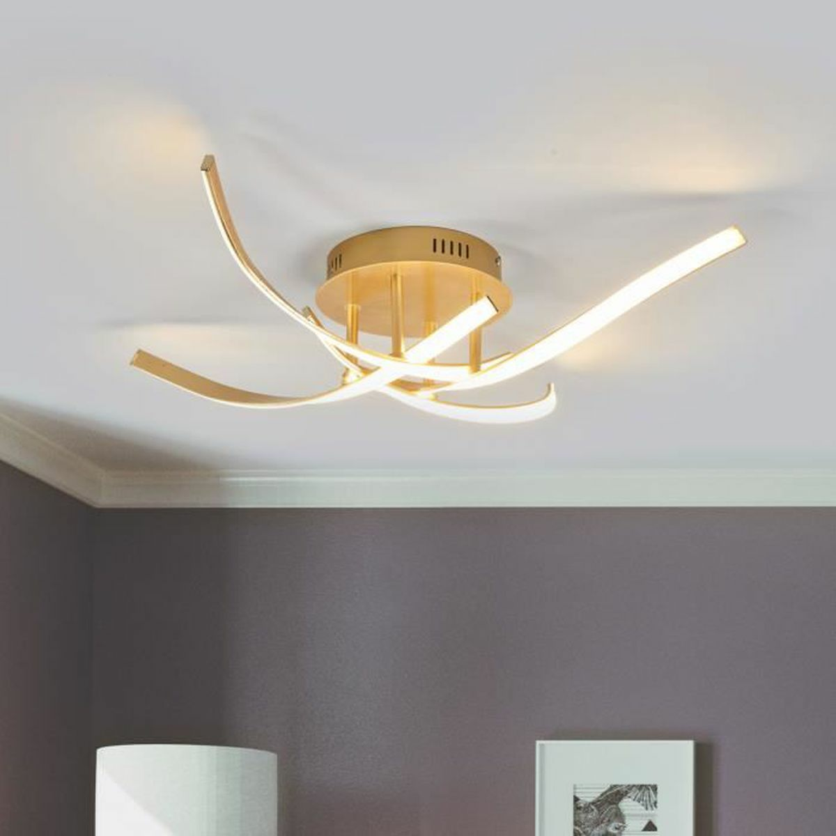 B-Ware Lampenwelt Dimmbare Led Deckenlampe Deckenlampe Lampe Leuchte Milane Golden - 4251096536843