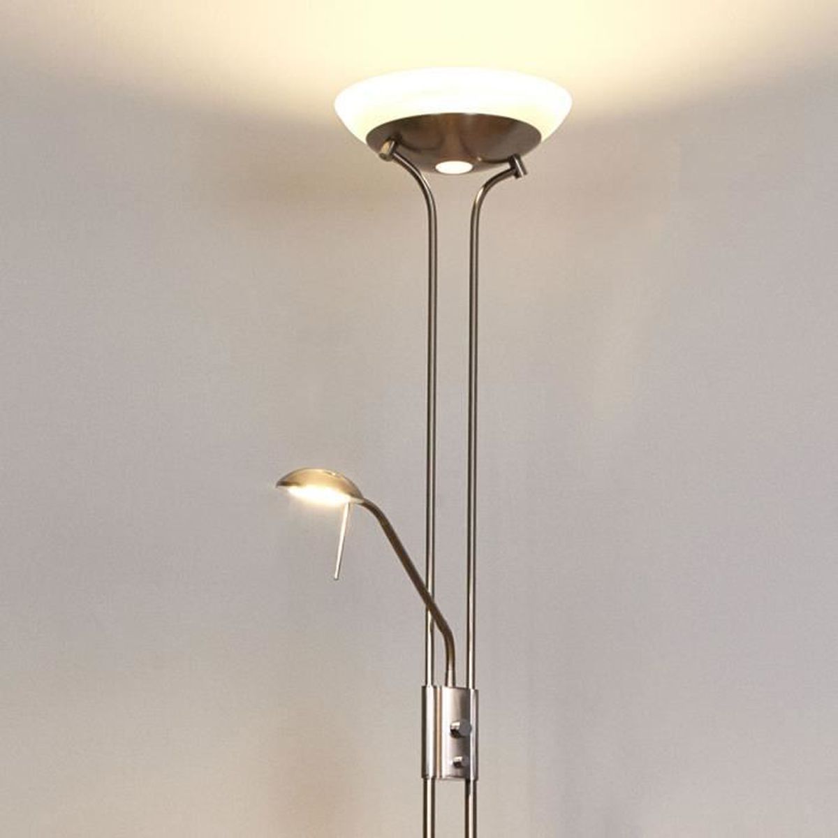 Lampenwelt Dimmbarer LED-Deckenfluter Stehleuchte Stehlampe Denise mit Leselampe - 4251096518900
