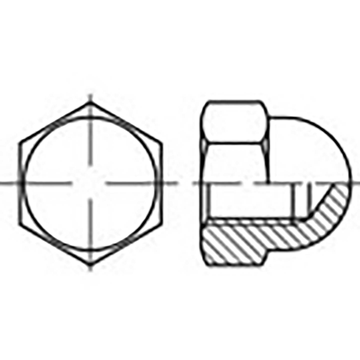 B-Ware Toolcraft Sechskant Hutmuttern Muttern M12 Din 1587 A2 Edelstahl 50 Stück - 4064161143293