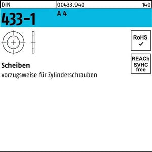 B-Ware Scheibe Unterlegscheibe Din 433 1 A Edelstahl 10,5 X 18 X 1,6 Mm 1000 Stück