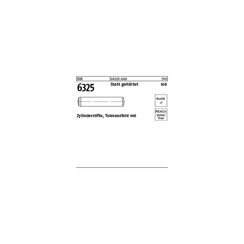B-Ware Zylinderstifte Stift Bolzen 4 M6 X 10 Din 6325 Stahl Gehärtet 1000 Stück - 4051427175792