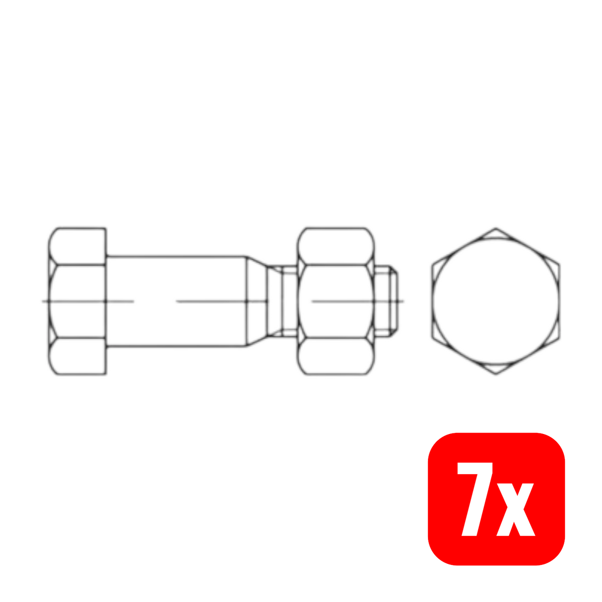 Reyher Sechskant Passschraube mit Mutter DIN 7968 M16x45 8,8 Stahl 7 STÜCK - 4051426794437