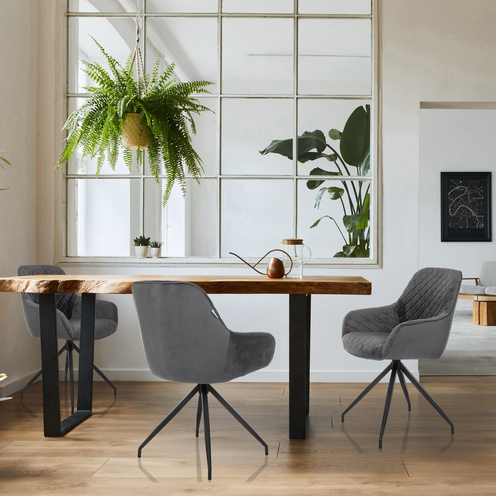 B-Ware Hjh Living Stuhl Schalenstuhl Esszimmerstuhl Samt Grau Elverum Loungestuhl - 4064323038993