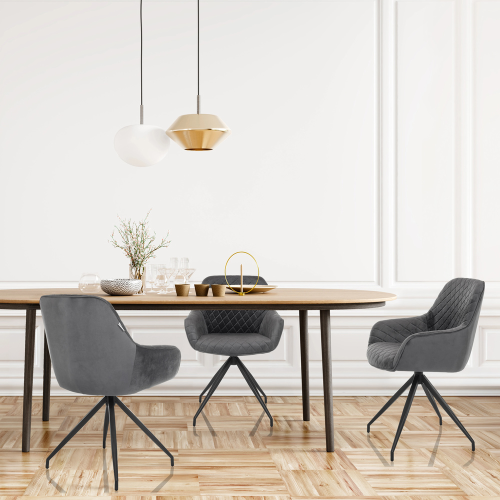 B-Ware Hjh Living Stuhl Schalenstuhl Esszimmerstuhl Samt Grau Elverum Loungestuhl - 4064323038993