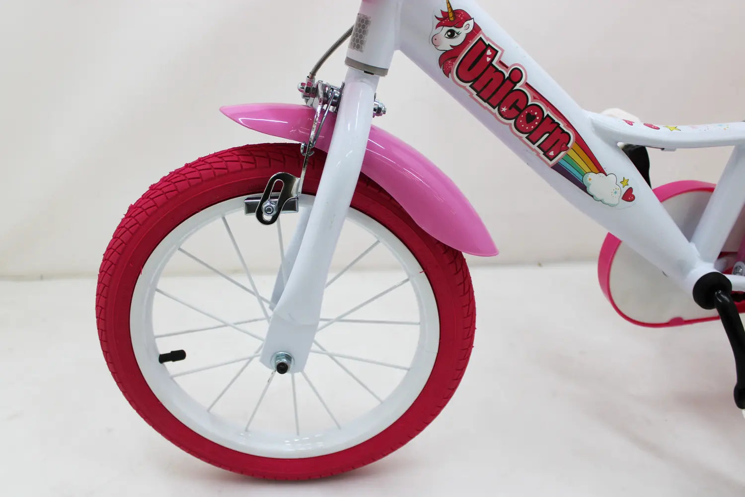 B-Ware Dino Bikes Fahrrad Bike Einhorn Weiß Rosa Kinder Fahrrad 14 Zoll Siehe Text/Foto - 8006817904182