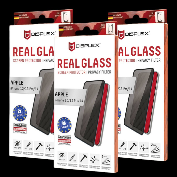 Displex Privacy Glass Displayschutzglas Apple I Phone 14/13/13 Pro 3 Stück B-Ware - 4028778118211