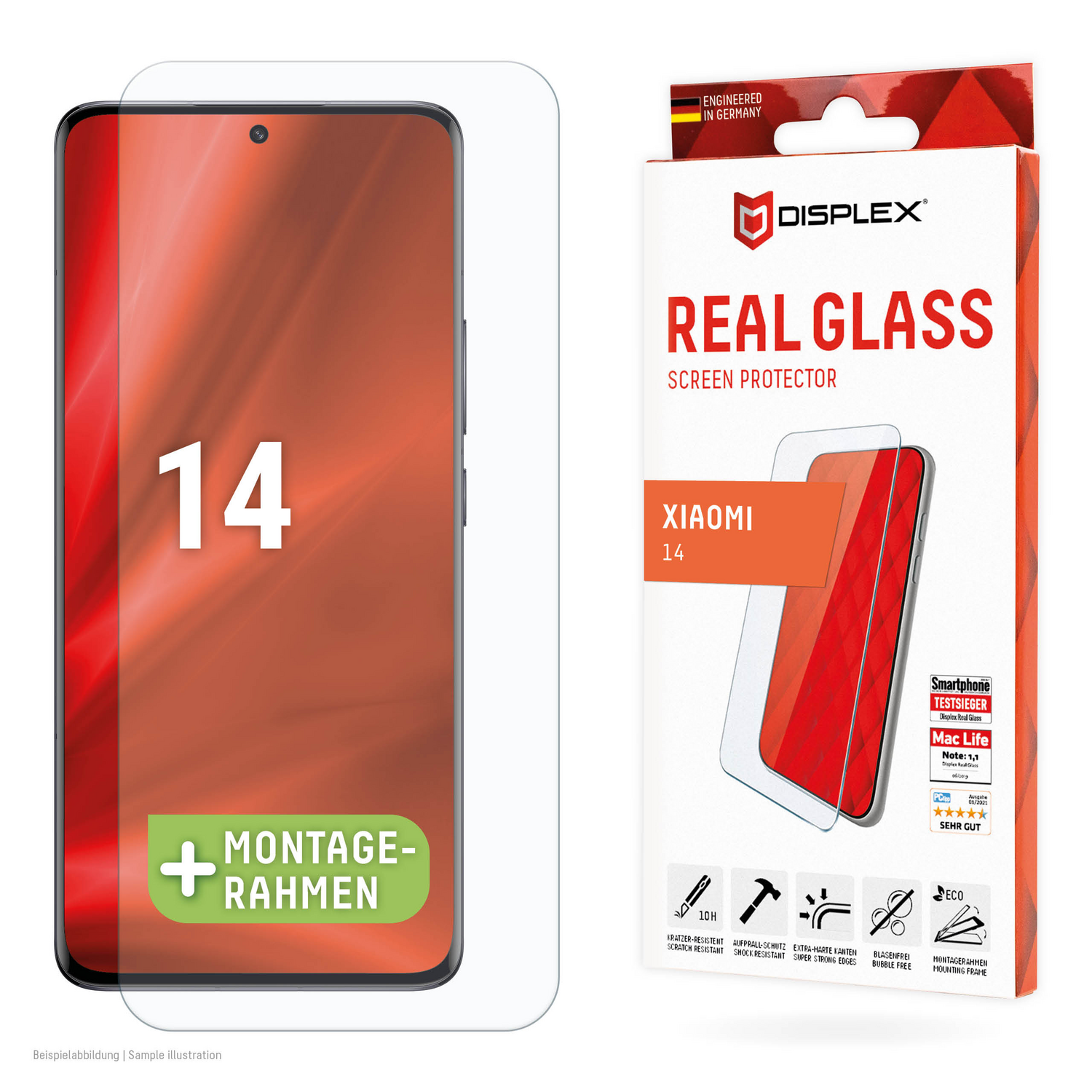 Displex Real Glass 2 D Displayschutz Xiaomi 14 Kratzer Resistent 10 H B-Ware - 4028778122416