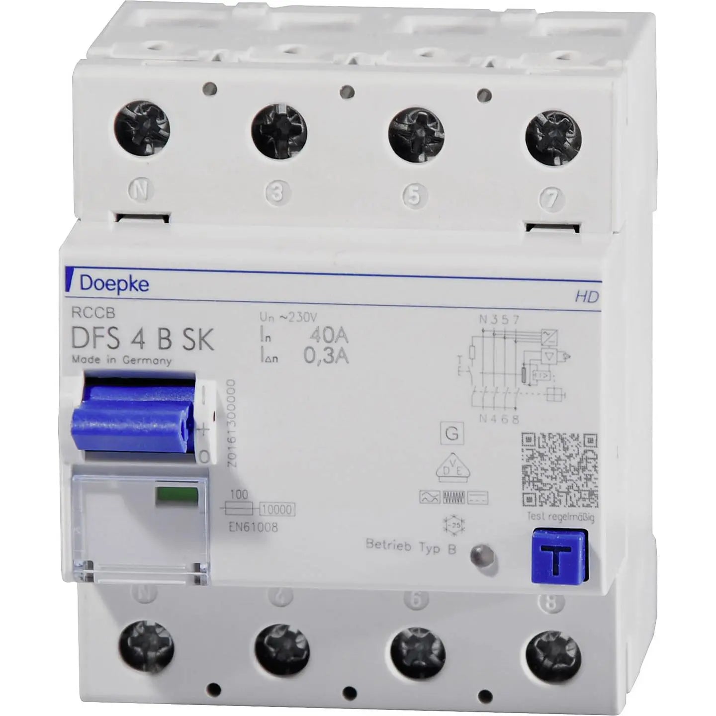 B-Ware Doepke Fi Schutzschalter Fehlerstromschutzschalter Rccb 4polig 40 A 0,3 A 400 V - 4014712214125