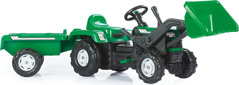 B-Ware Dolu Ranchero Trettraktor Kinderfahrzeug Traktor Anhänger Frontlader Grün 567 - 8690089080486