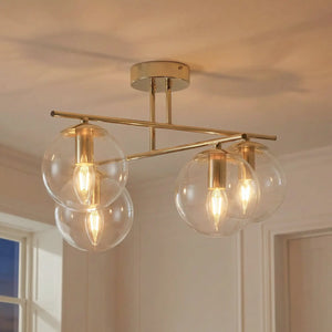 B-Ware Domiluce Deckenleuchte Lampe Zoe Glas Gold Wohnraumleuchte Zimmerleuchte