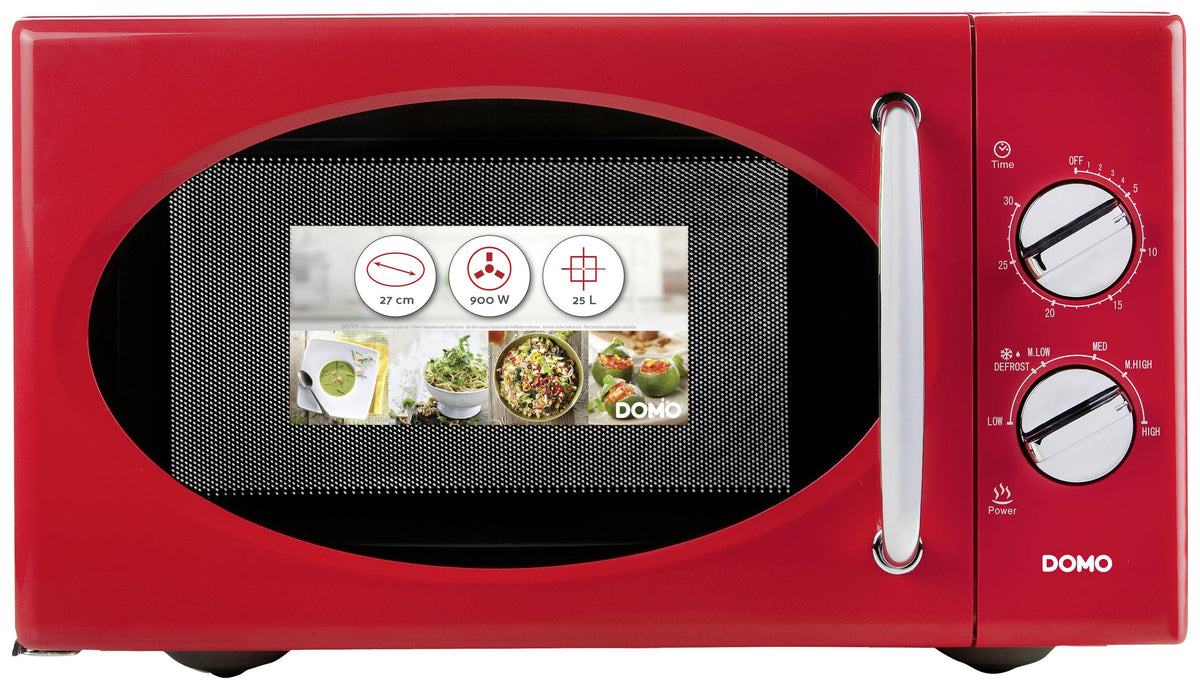 DOMO DO2925 Mikrowelle Rot 900 W Timerfunktion 6 Leistungsstufen Küchengeräte - 5411397120106