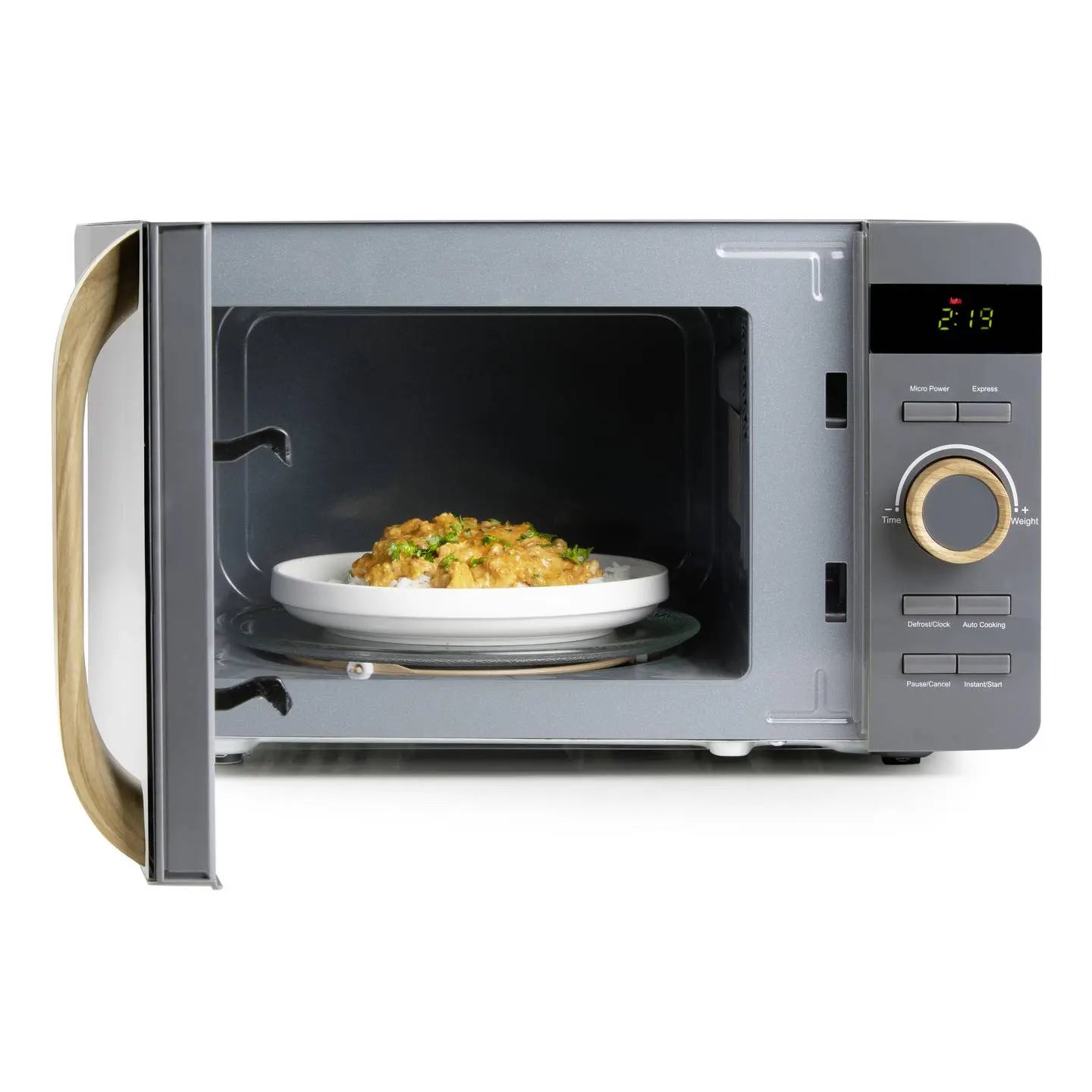 B-Ware Domo Mikrowelle Küchenofen 20 L Grau Holzlook Drehteller Do3420 Siehe Text/Foto - 5411397169488