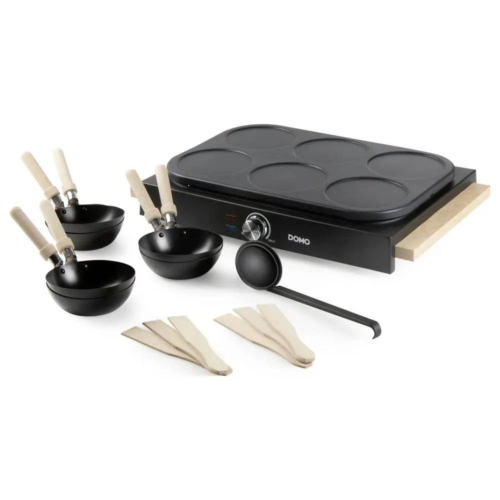 B-Ware Domo Wok Set Partyset Crêpe Maker Familiengerät Antihaftbeschichtung Holzspatel - 5411397168566