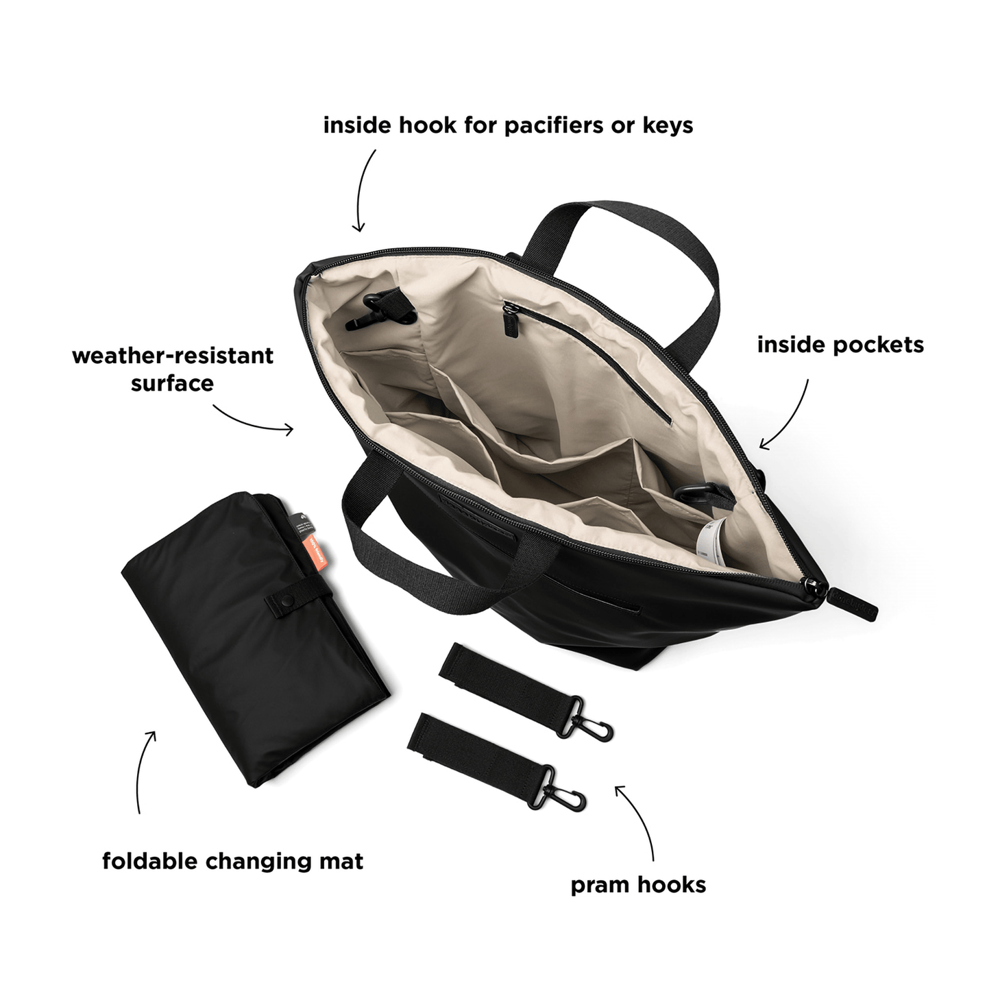 Done By Deer Wickelrucksack Tasche Rucksack Schwarz Recycelte Materialien B-Ware - 5712643043980