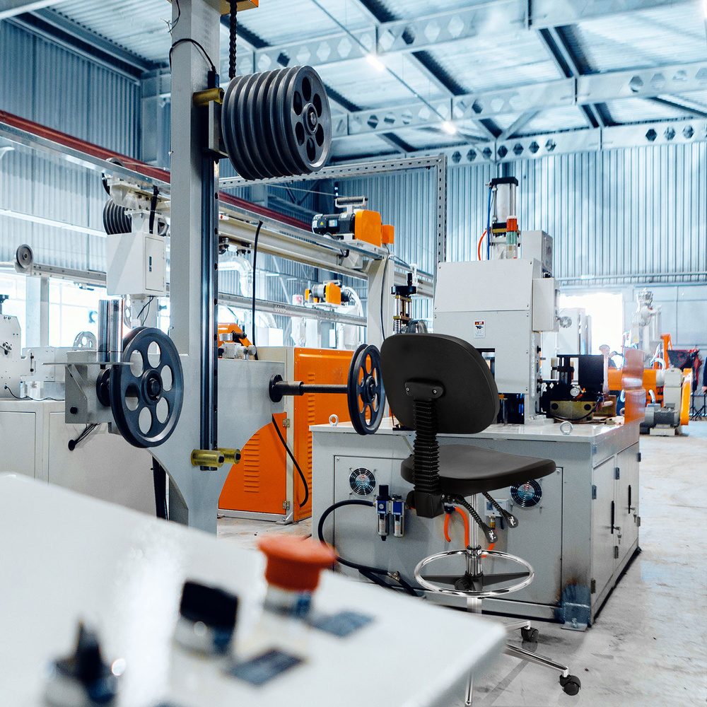 Hjh Office Arbeitsstuhl Drehhocker Stuhl Hartschaum Schwarz Fußstütze Chrom B-Ware - 4064323017066