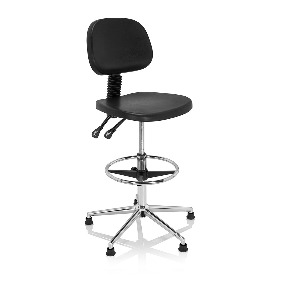 Hjh Office Arbeitsstuhl Drehhocker Stuhl Hartschaum Schwarz Fußstütze Chrom B-Ware - 4064323017066