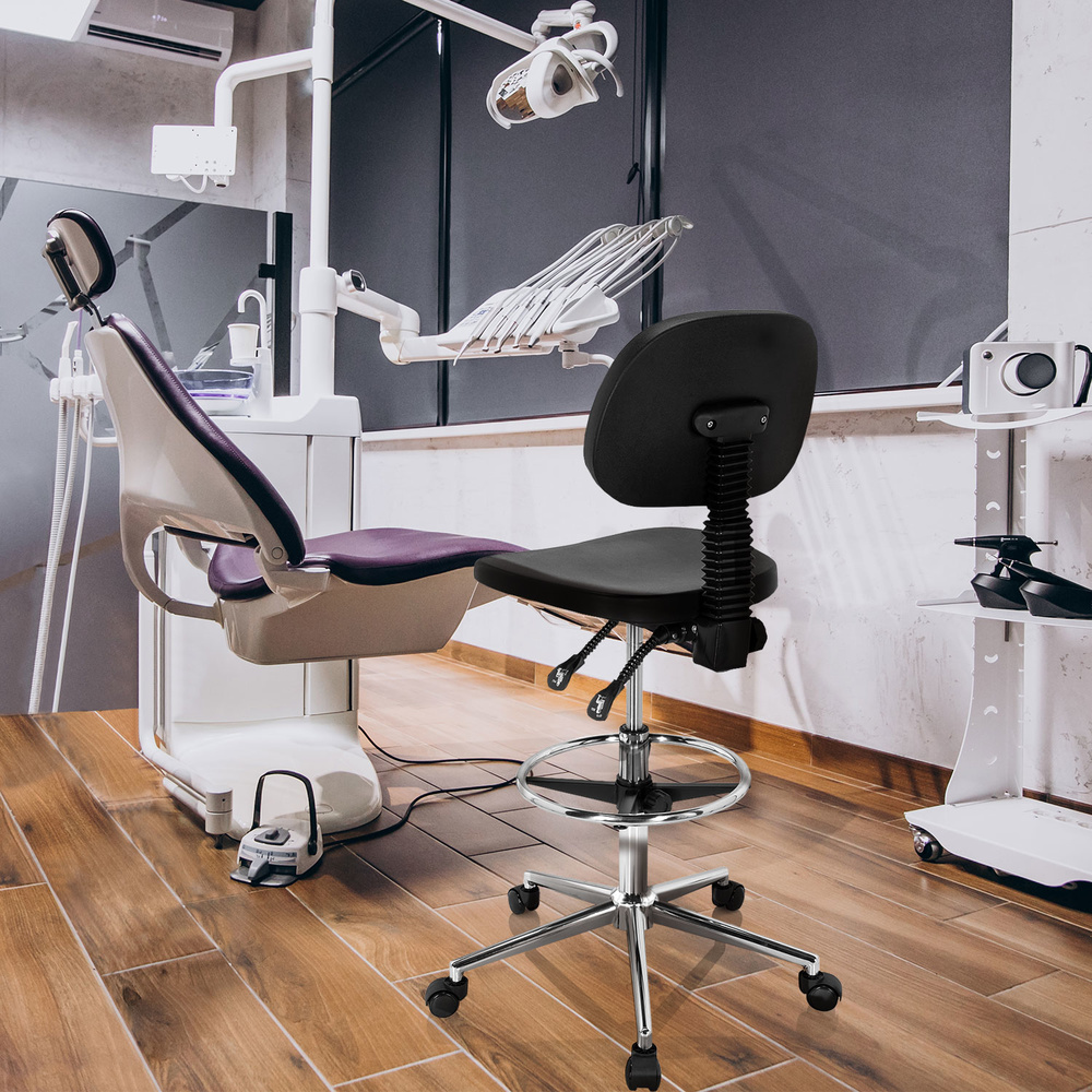 Hjh Office Arbeitsstuhl Drehhocker Stuhl Hartschaum Schwarz Fußstütze Chrom B-Ware - 4064323017066