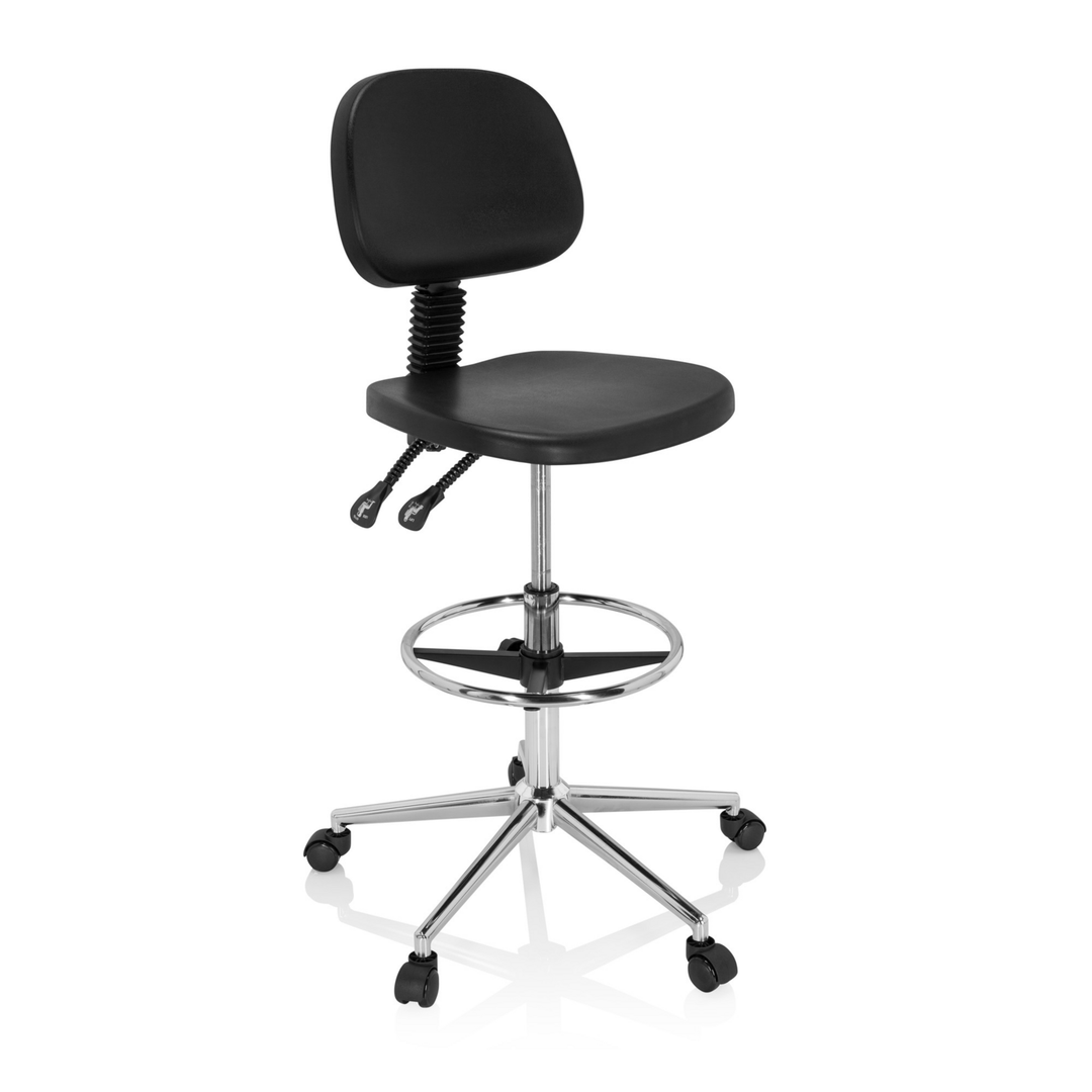 Hjh Office Arbeitsstuhl Drehhocker Stuhl Hartschaum Schwarz Fußstütze Chrom B-Ware - 4064323017066