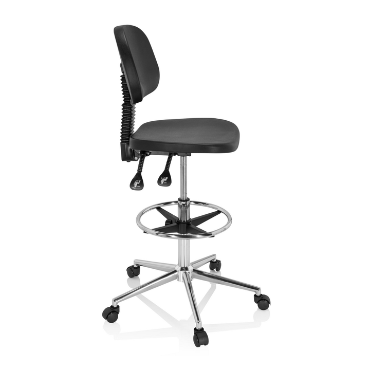 Hjh Office Arbeitsstuhl Drehhocker Stuhl Hartschaum Schwarz Fußstütze Chrom B-Ware - 4064323017066