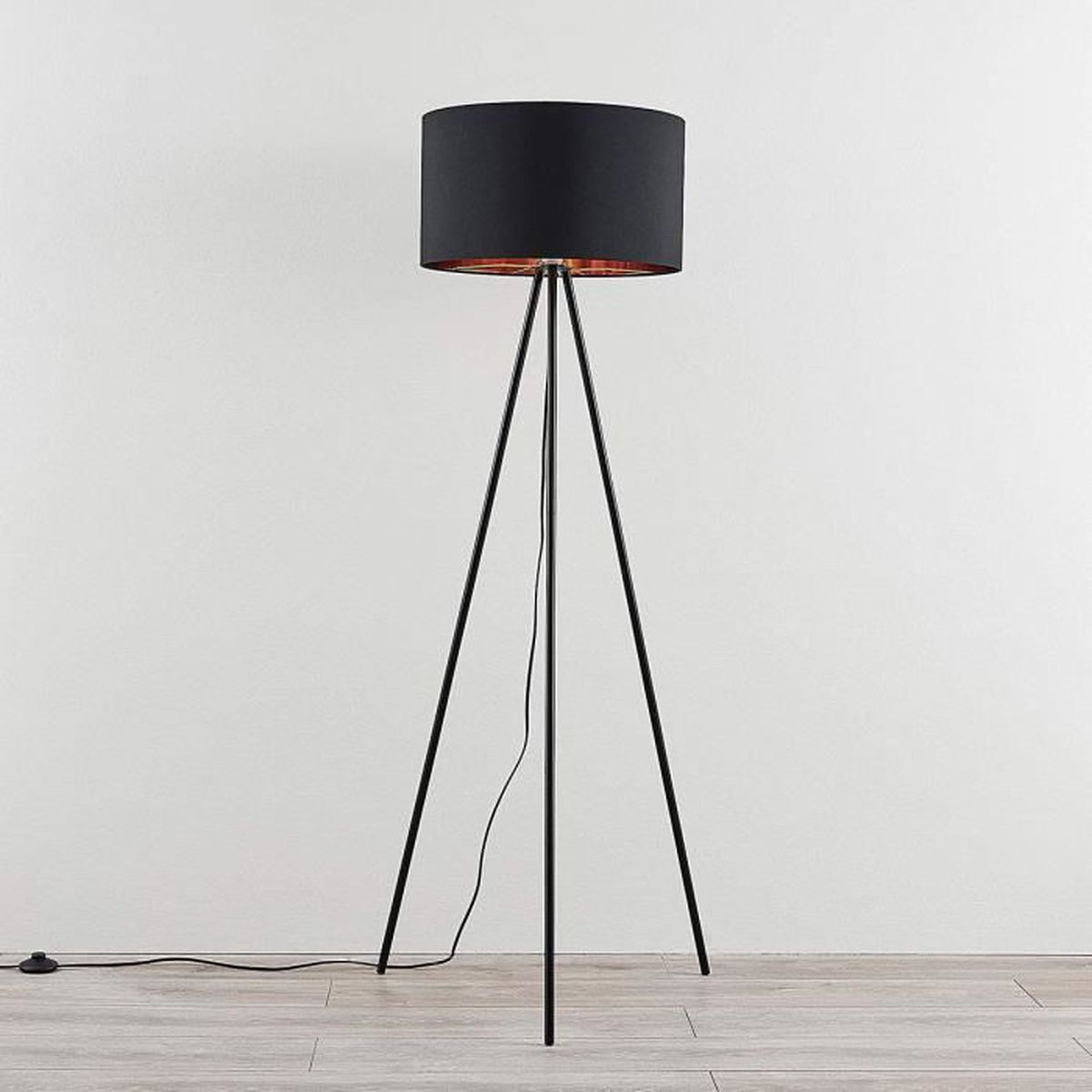 Lampenwelt Dreibeinige Textil-Stehleuchte Folke Stehlampe Lampe Leuchte schwarz - 4251096550573