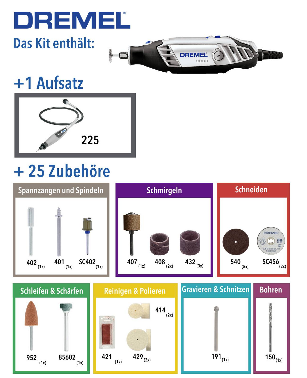 Dremel 3000 1/25 F0133000 Jp Multifunktionswerkzeug 28teilig 130 W B-Ware