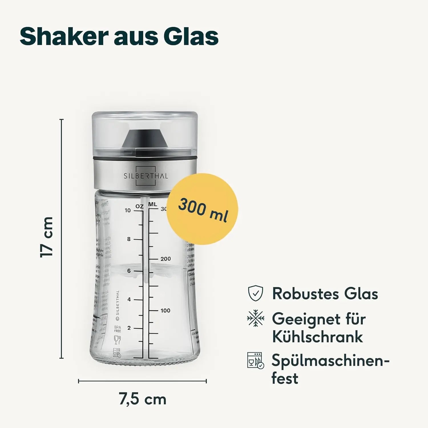 B-Ware Silberthal Dressingshaker Soßenspender Glas Set Dressingmixer 300 Ml 2 Stück - 4260470467482