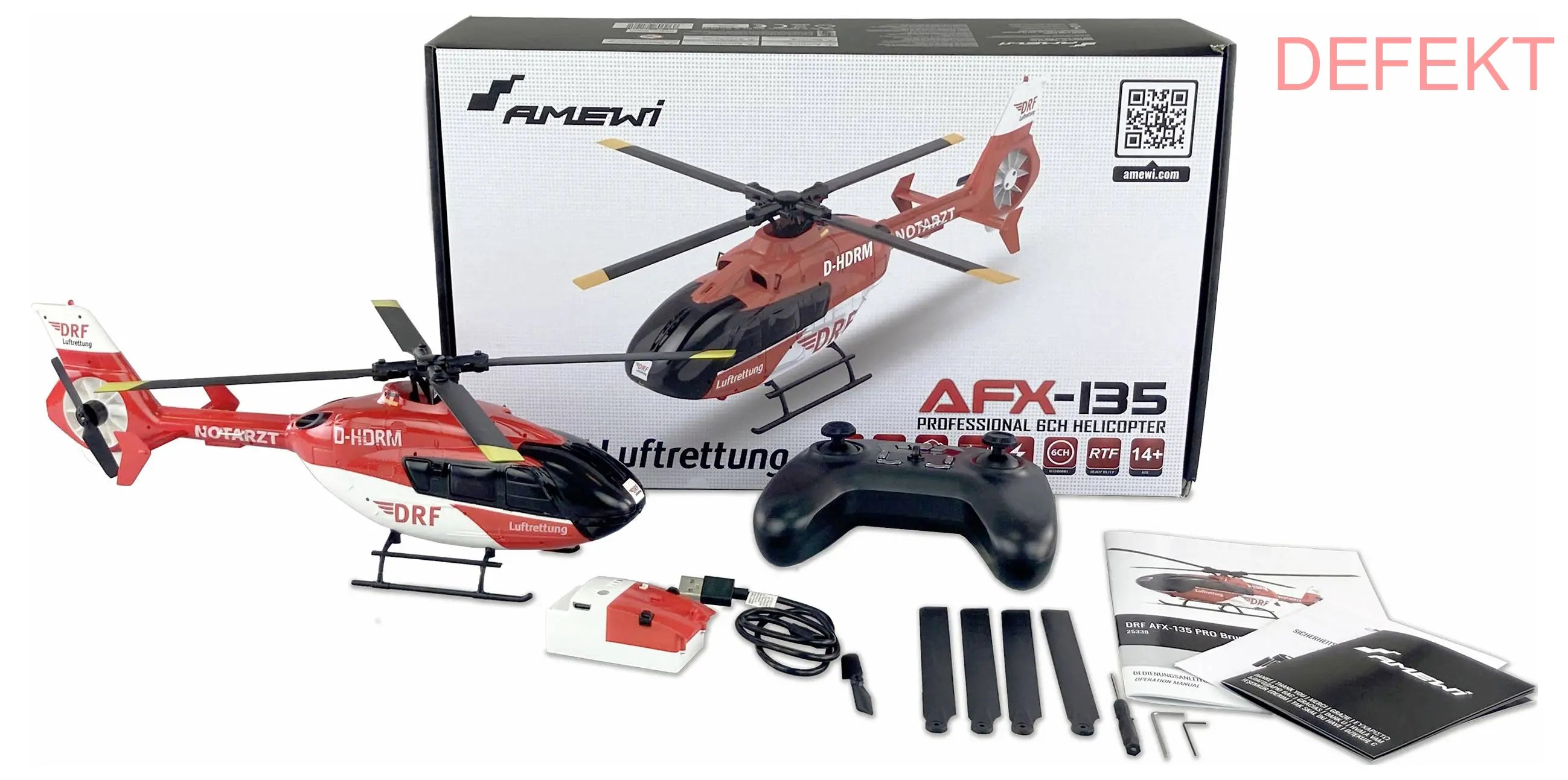 D-Ware Amewi Drf Afx 135 Pro Rc Hubschrauber Modell Helikopter Rt F Defektware - 4262408971481