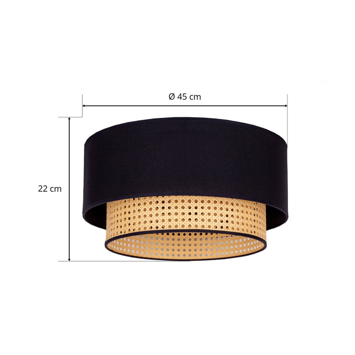 Duolla Boho Deckenleuchte Pendelleuchte Rattan Schwarz Beige Baumwolle Lampe B-Ware - 5903689184380