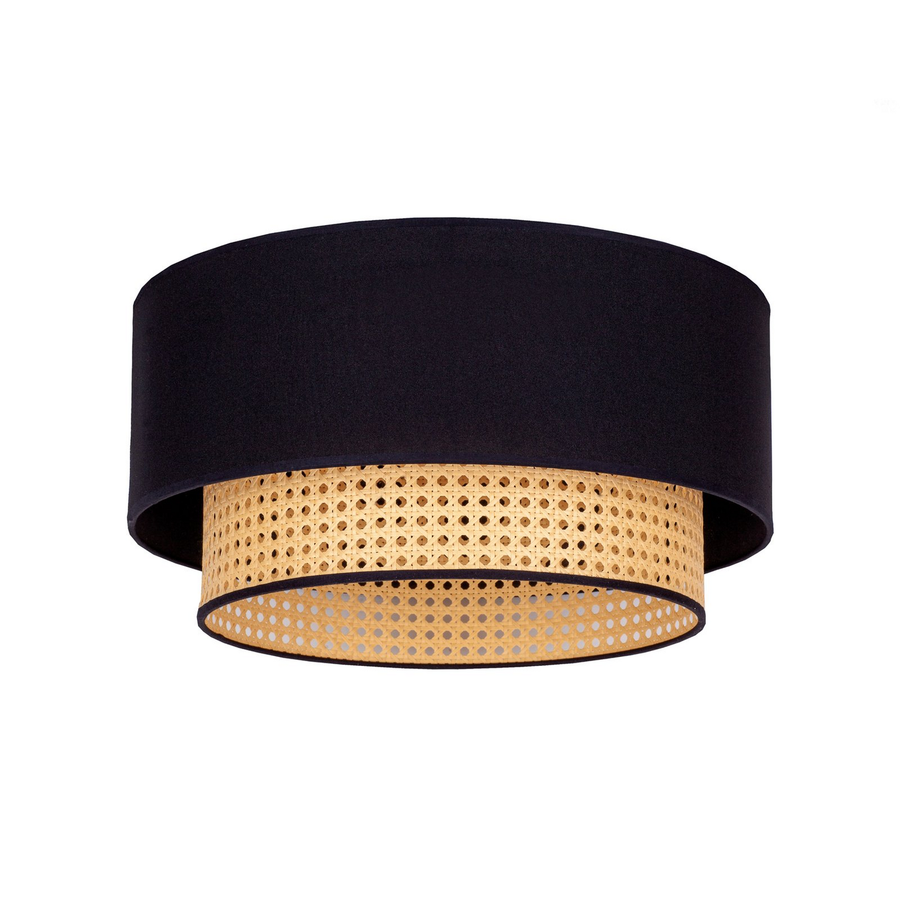 Duolla Boho Deckenleuchte Pendelleuchte Rattan Schwarz Beige Baumwolle Lampe B-Ware - 5903689184380
