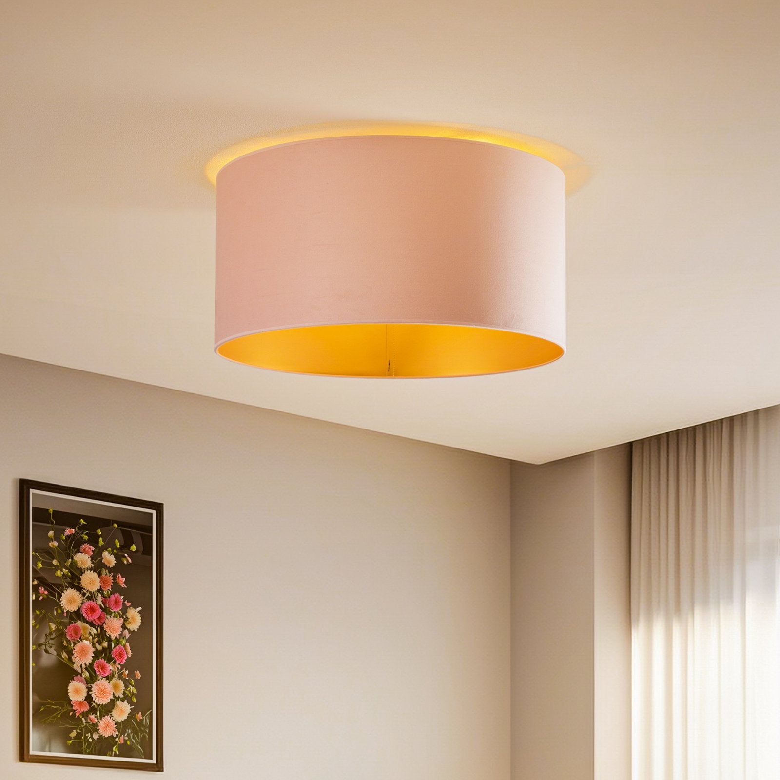 Duolla Deckenlampe Leuchte Lampe Golden Roller Ø 60cm hellrosa gold 3x E27 LED - 5903689183529
