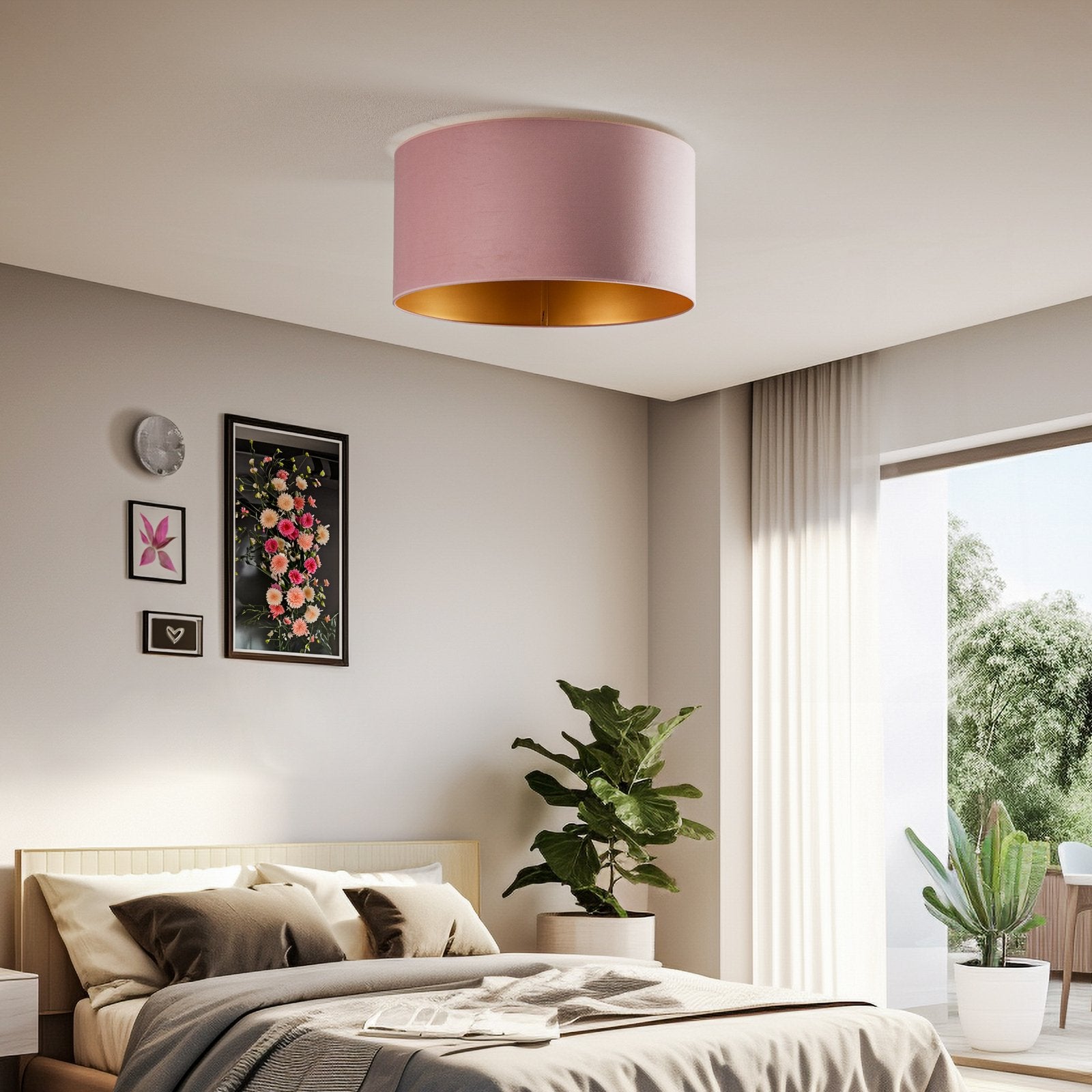 Duolla Deckenlampe Leuchte Lampe Golden Roller Ø 60cm hellrosa gold 3x E27 LED - 5903689183529