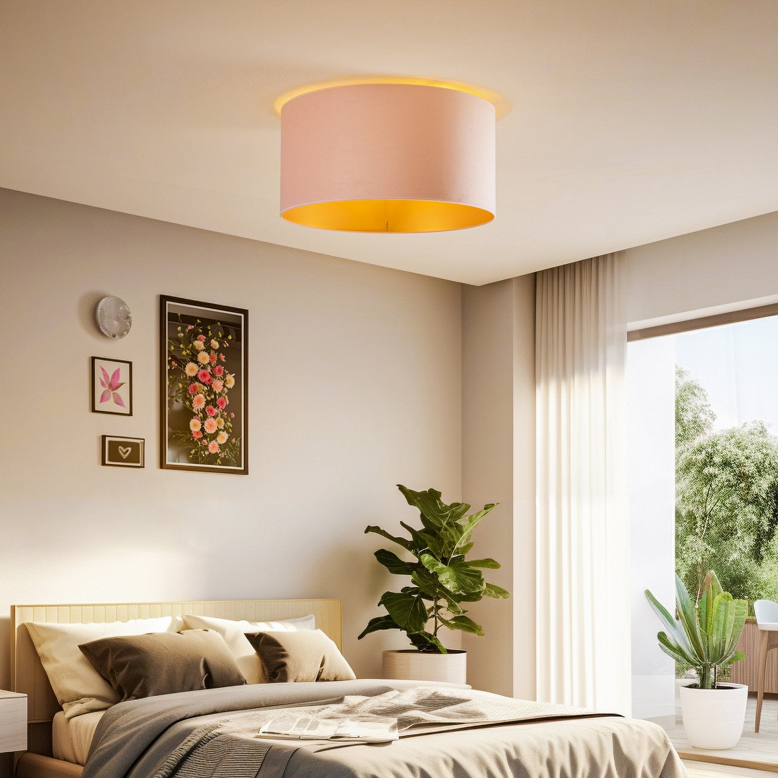 Duolla Deckenlampe Leuchte Lampe Golden Roller Ø 60cm hellrosa gold 3x E27 LED - 5903689183529