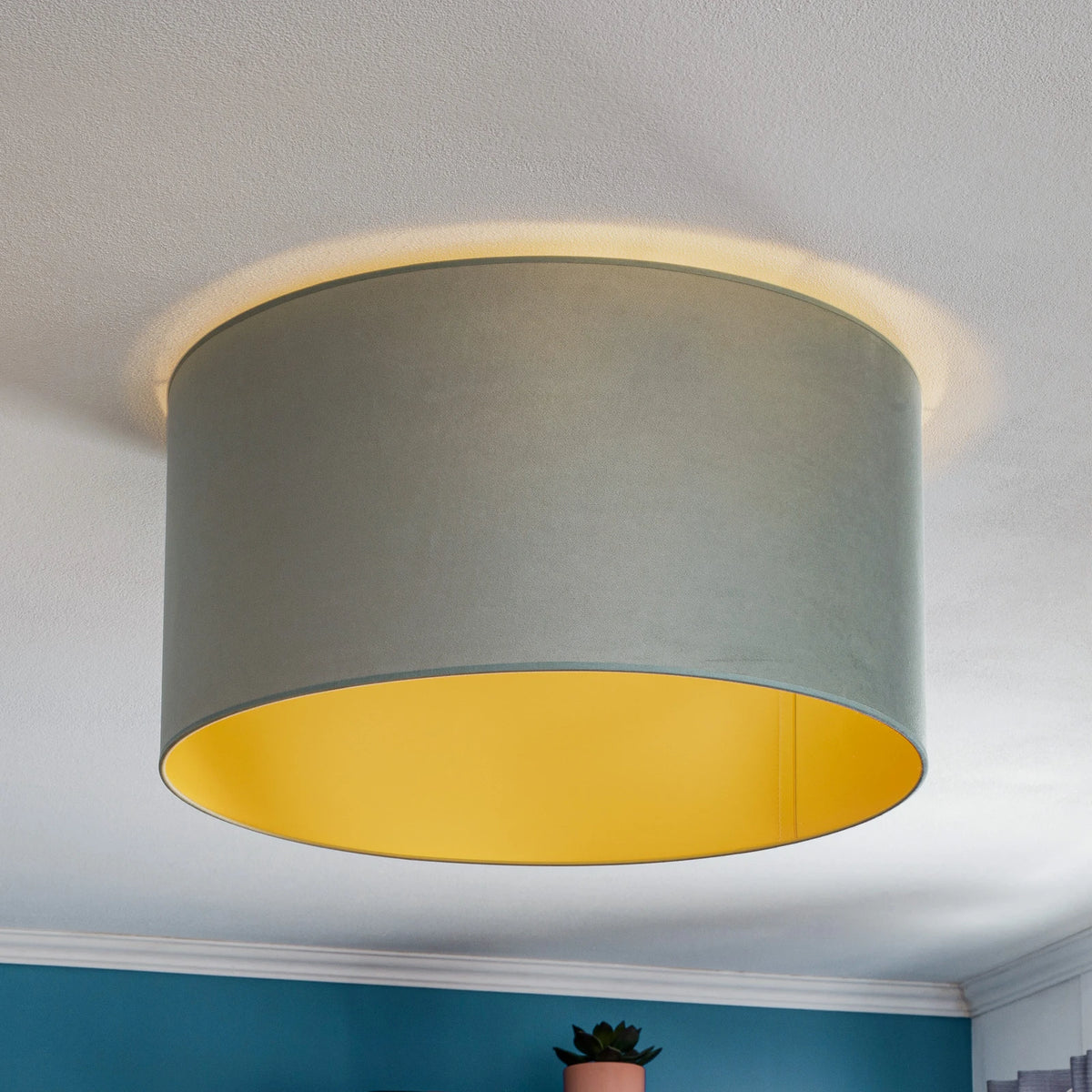Duolla Deckenleuchte Deckenlampe Golden Roller Lampe E27 mintgrün gold Samt 60cm - 5903689183673