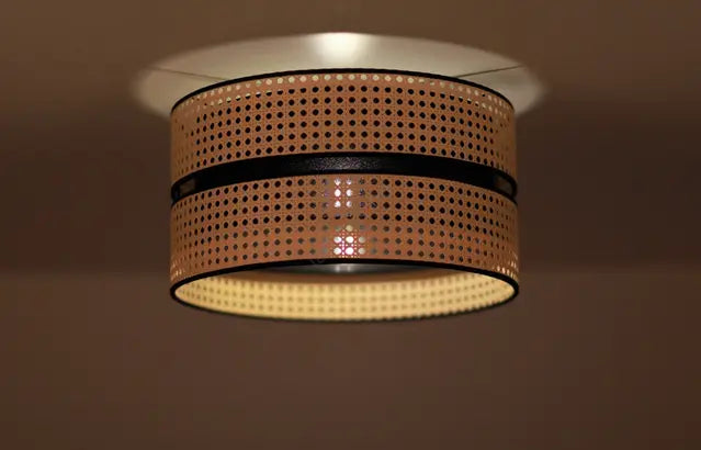 B-Ware Duolla Deckenleuchte Lampe Duo Rattan Baumwolle Rund Beige Schwarz Wohnzimmer - 5903689184199