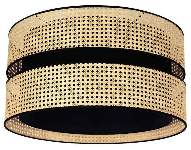 B-Ware Duolla Deckenleuchte Lampe Duo Rattan Baumwolle Rund Beige Schwarz Wohnzimmer - 5903689184199