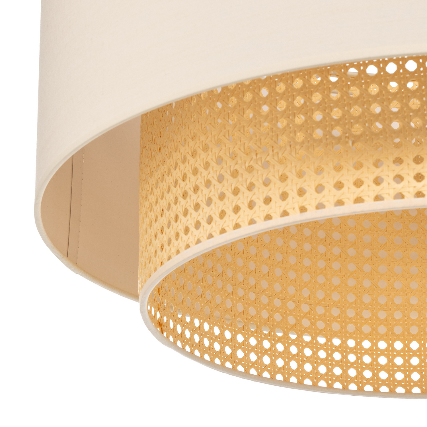 B-Ware Duolla Deckenleuchte Hängelampe Boho Rattanlampe Creme Weiß 60 Cm Baumwolle - 5903689189736