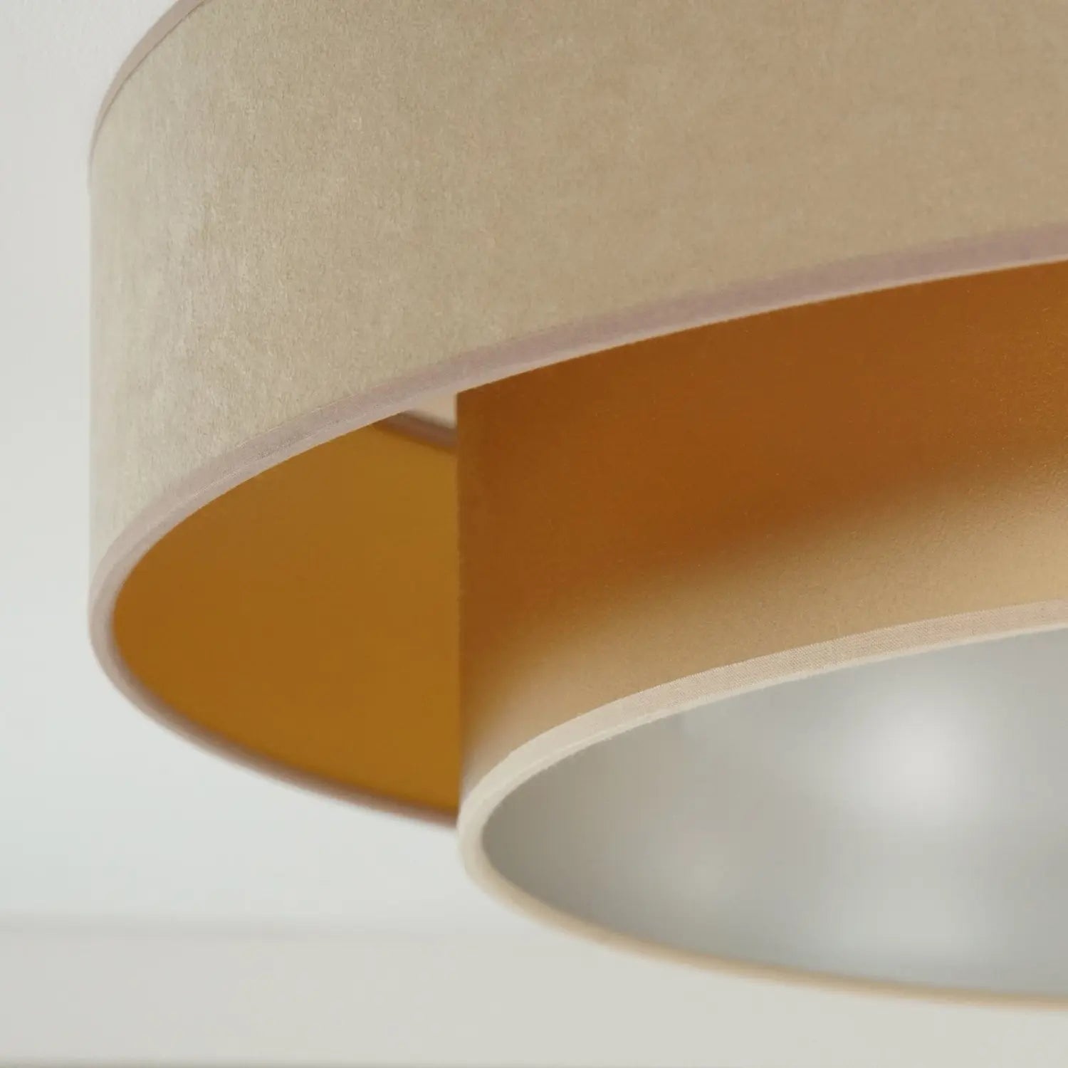 B-Ware Duolla Led Deckenlampe Luneta Leuchte Lampe Samt Beige Gold ø 60 Cm 3 Step Dim - 5905317606370