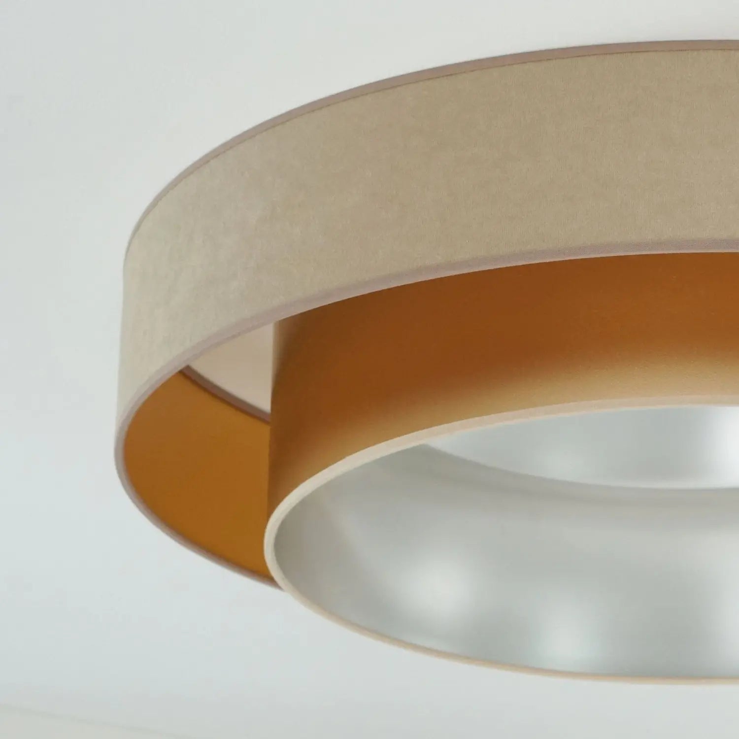 B-Ware Duolla Led Deckenlampe Luneta Leuchte Lampe Samt Beige Gold ø 60 Cm 3 Step Dim - 5905317606370