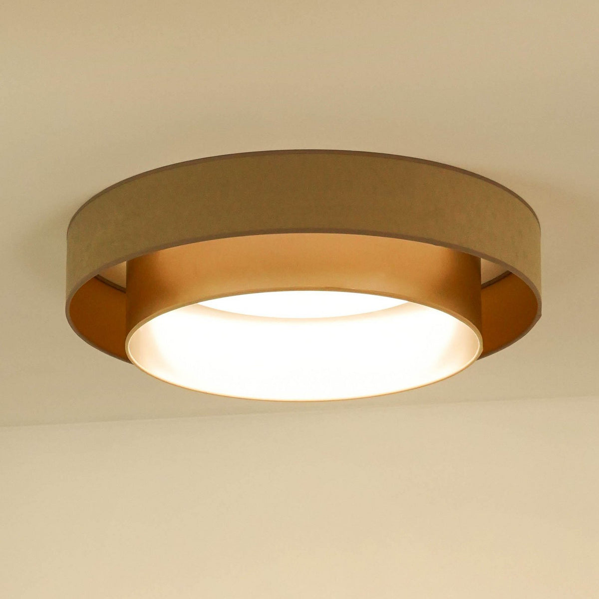 Duolla Deckenleuchte Lampe LED Luneta Fernbedienung Samt beige gold dimmbar - 5905317606370