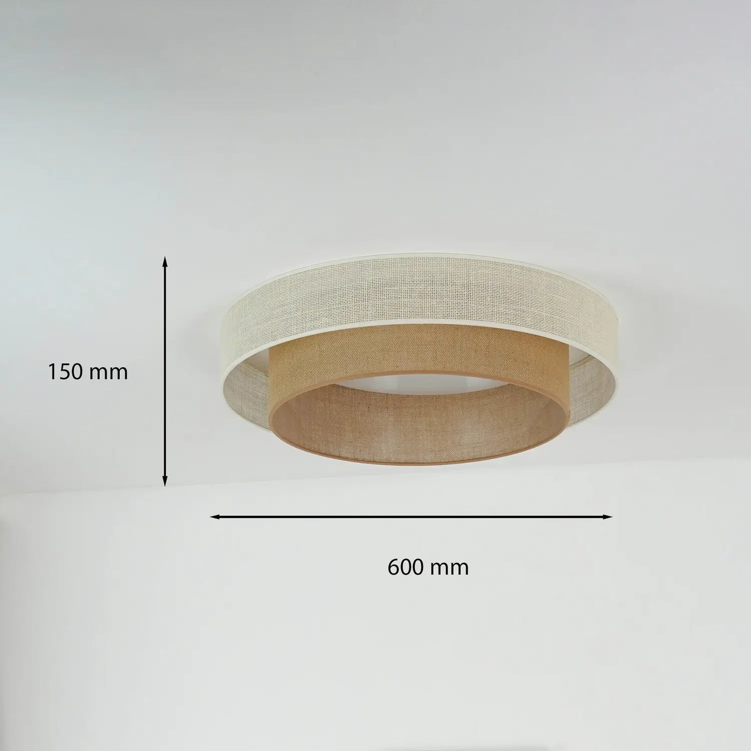 B-Ware Duolla Led Deckenleuchte Luneta Lampe Jute Weiß Braun 60cm Dimmbar Fernbedienung - 5905317606349