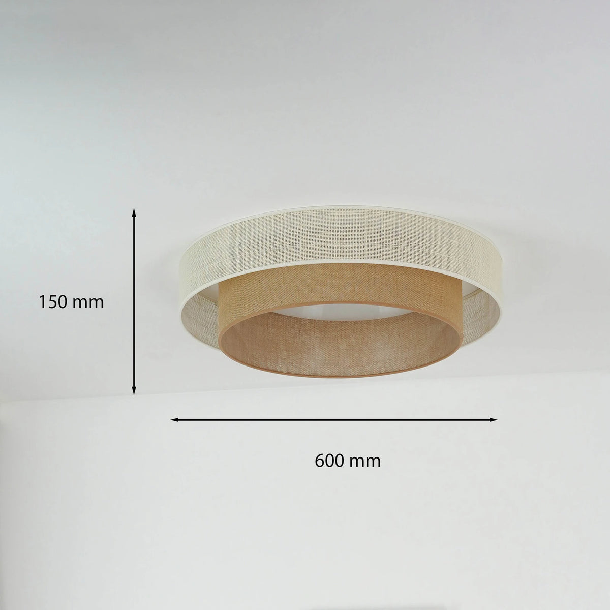 DUOLLA Deckenleuchte Lampe LED Fernbedienung Textil weiß braun dimmbar Jute 60 c - 5905317606349