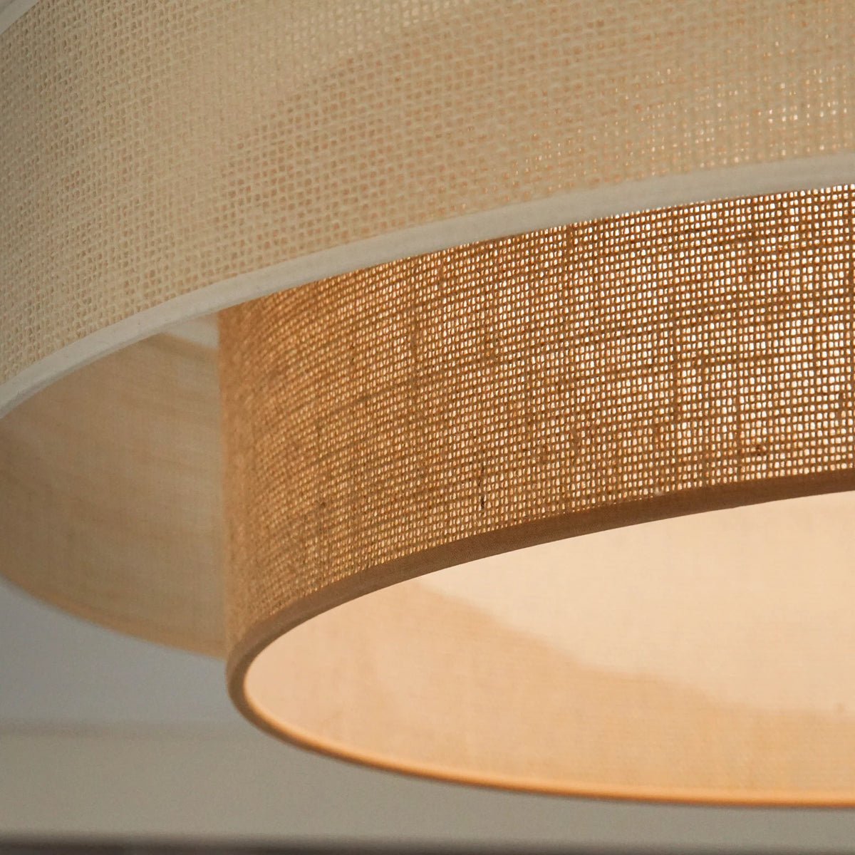DUOLLA Deckenleuchte Lampe LED Fernbedienung Textil weiß braun dimmbar Jute 60 c - 5905317606349