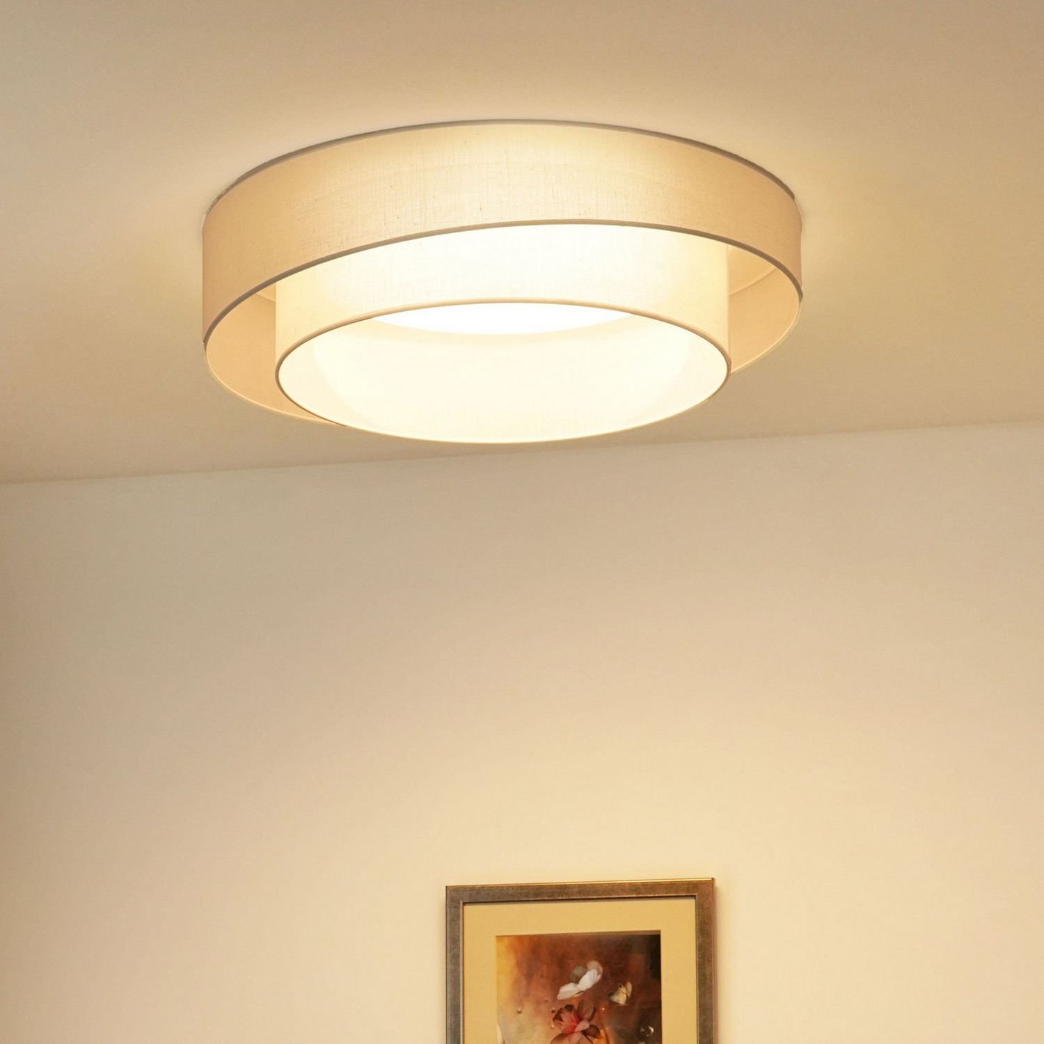 Duolla Led Deckenleuchte Lampe Leuchte Fernbedienung Weiß 60cm Dimmbar Textil    B-Ware